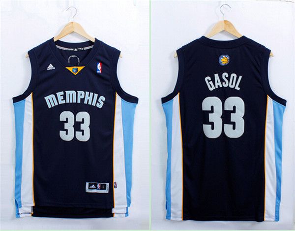 Men Memphis Grizzlies #33 Gasol Blue Adidas NBA Jerseys